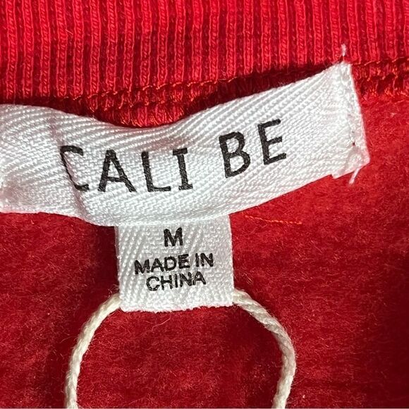 Cali BE Red Cropped Cinch Long Sleeve Sweatshirt Size M Style HYF2008034 - Picture 5 of 11